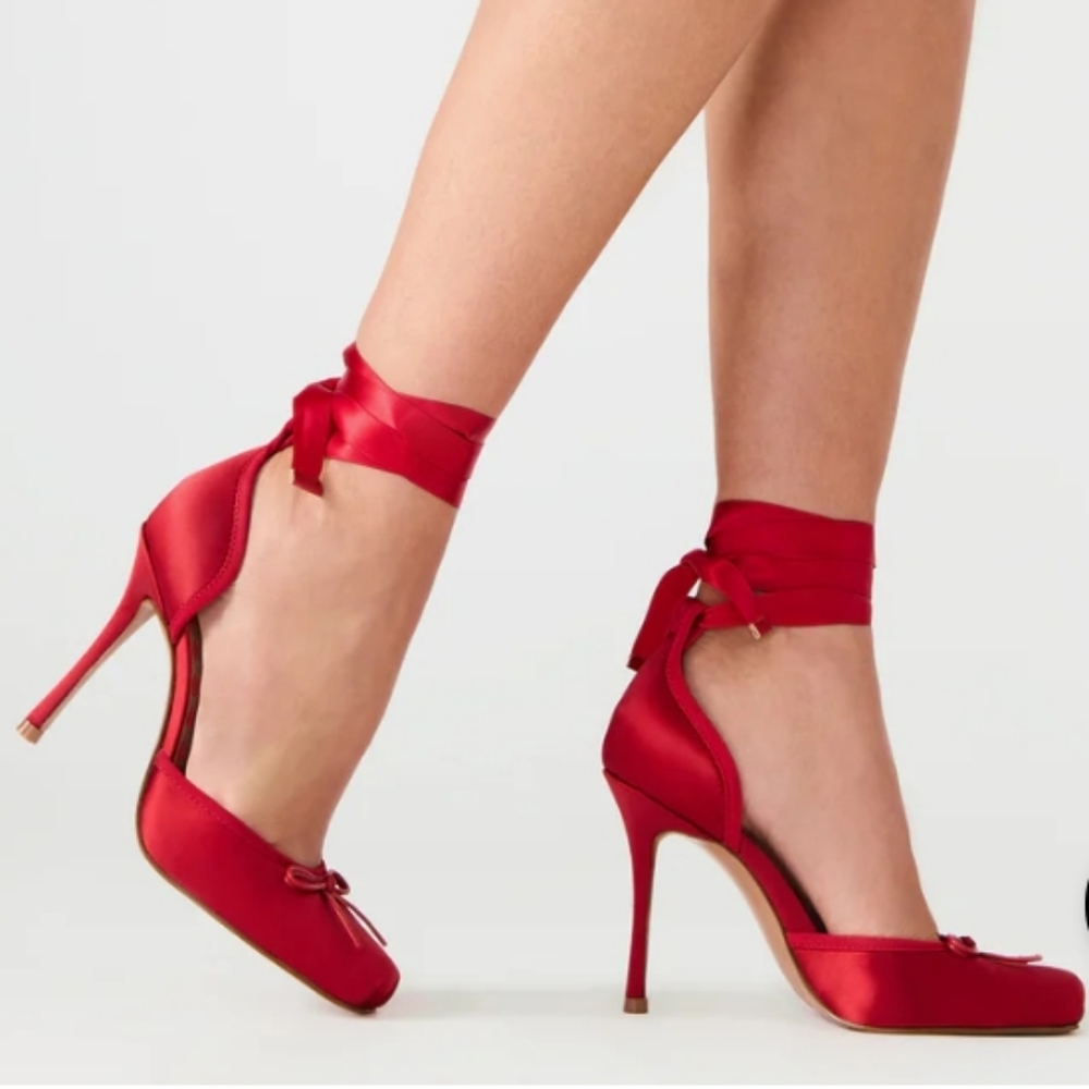 Red Satin Shoes ❤️💋❤️‍🔥🌹🍒💄👠🎁